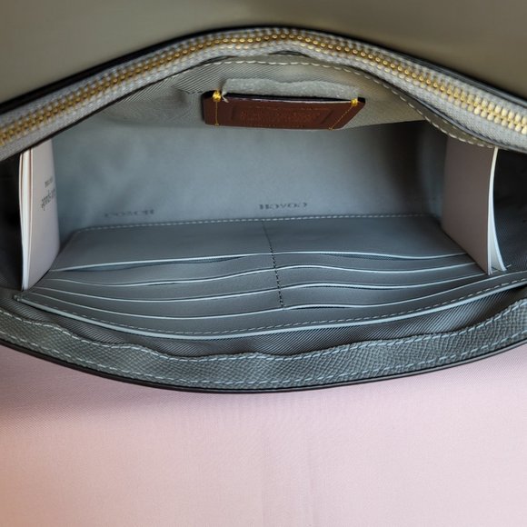 COACH Wyn Crossgrain Leather Clutch Wristlet- Dove Grey⭐ - Picture 14 of 16